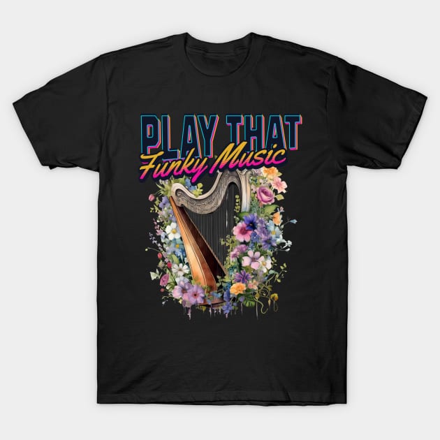 Funky Music Harp T-Shirt by RockReflections